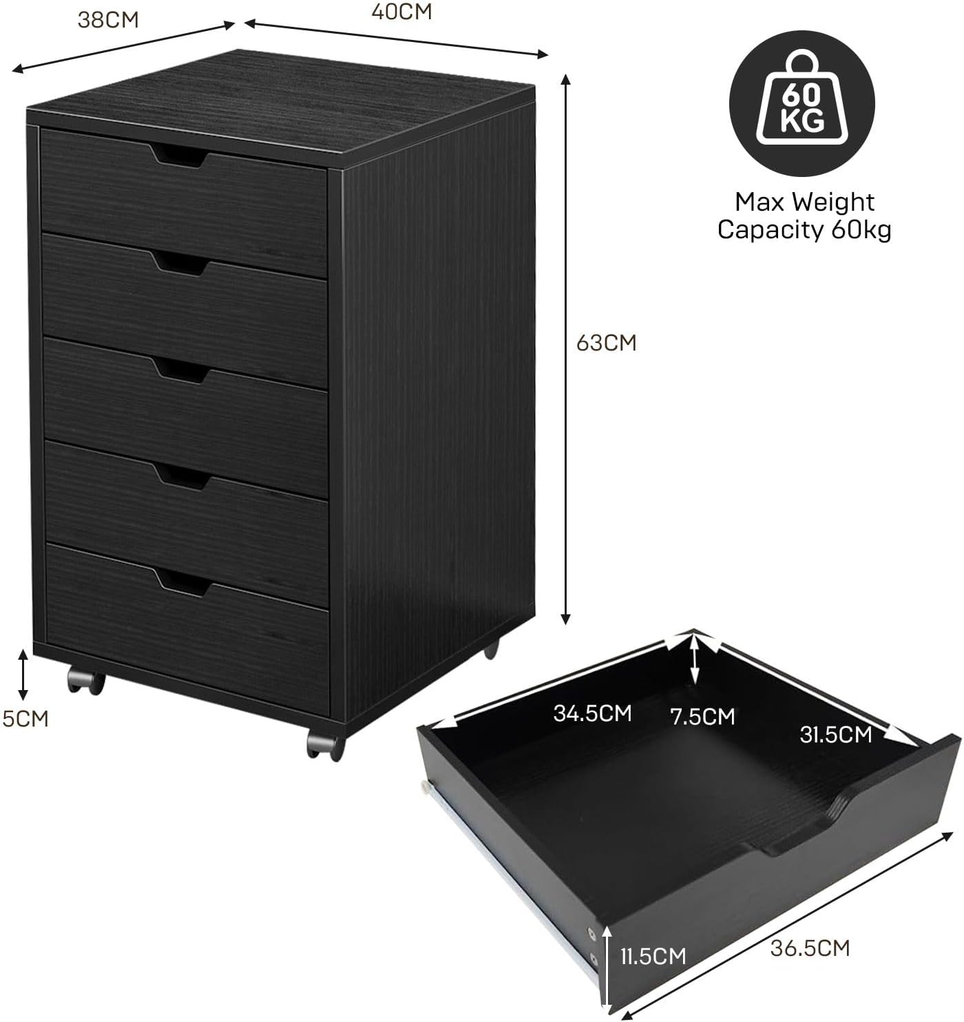 5 Drawer File Cabinet Mobile D - đánh giá và giá Commercial Printer